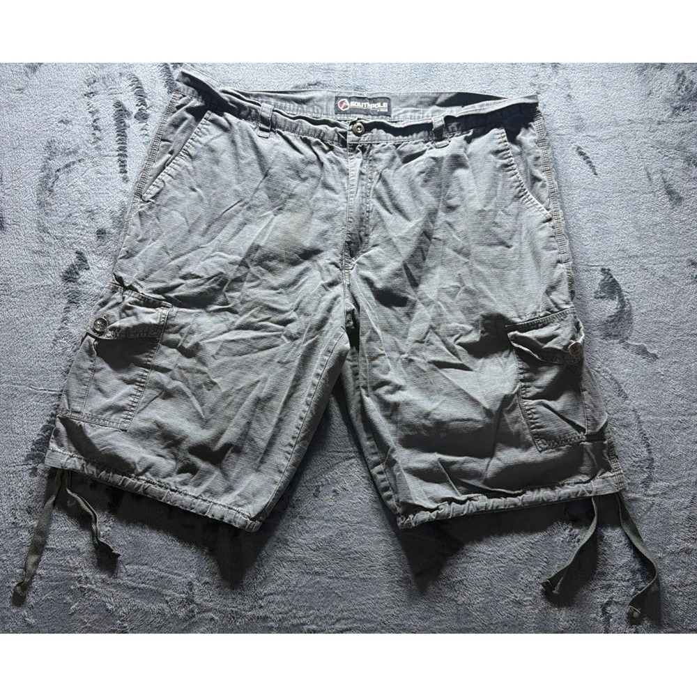 Vintage Southpole Loose Baggy Fit Cargo Shorts w/Draw Strings Gray Sz. 44. 100%